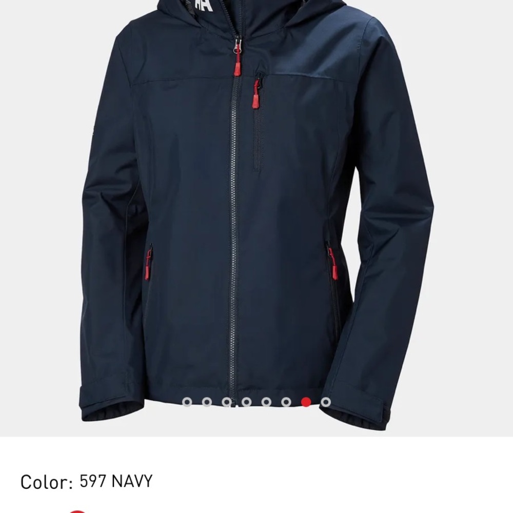 Helly Hansen Women's Dark Blue Sailing or Ski Jacket with Red Zippers